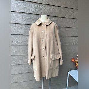 Warren of Stafford Tan 100% Wool Pea Coat Women Vintage Classic Stylish Collared